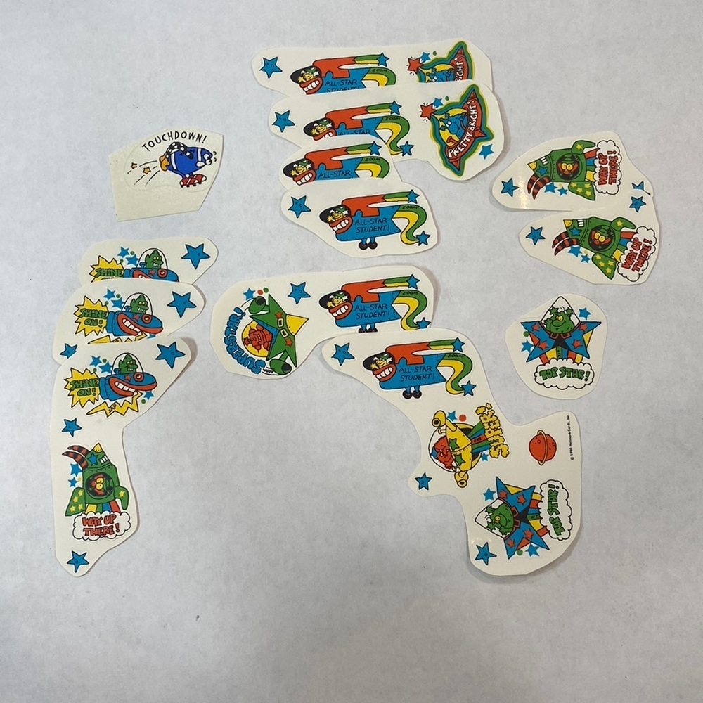 5 for $25 Hallmark‎ vintage 1980 comical spaceship stickers